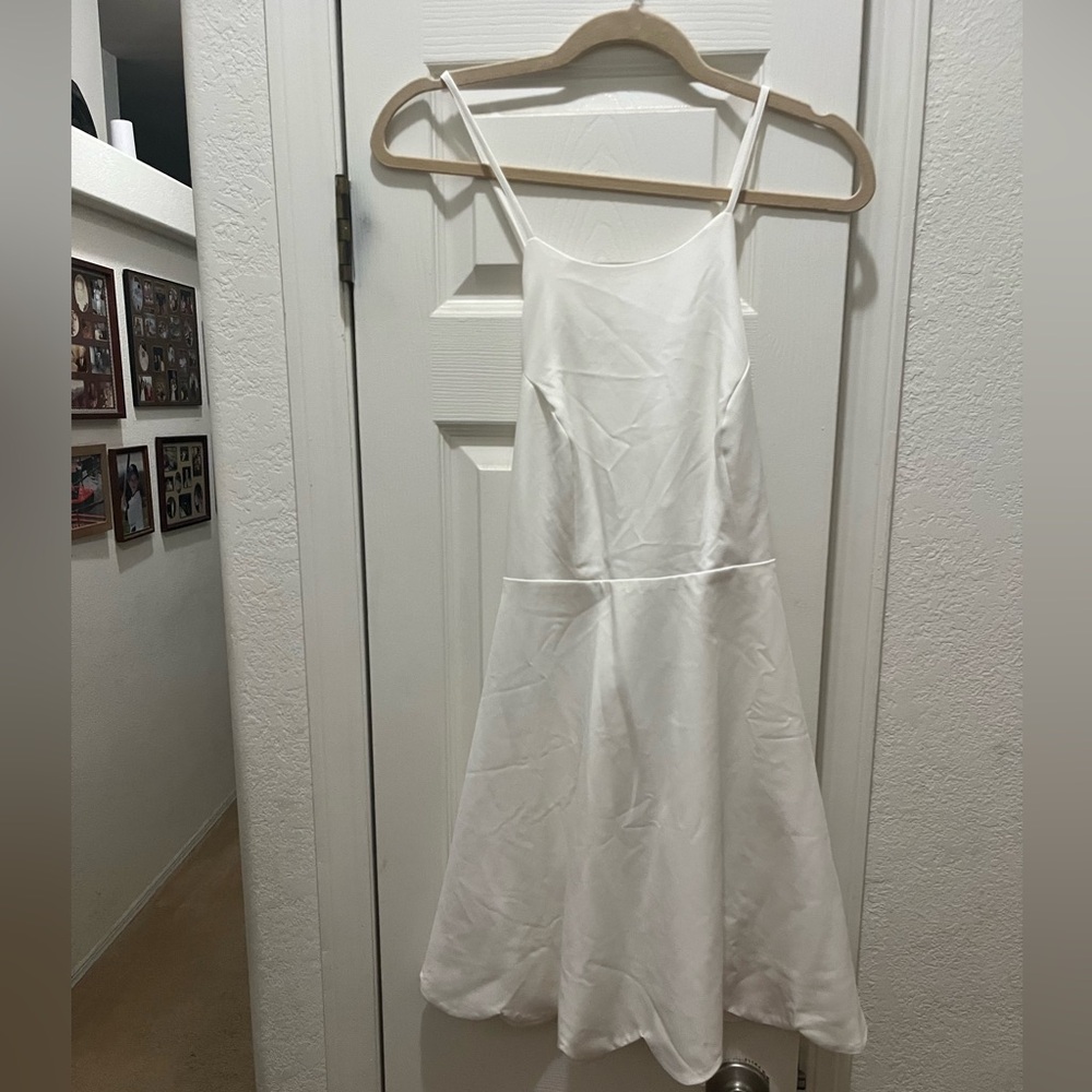 Lulus white scallop dress with cross back